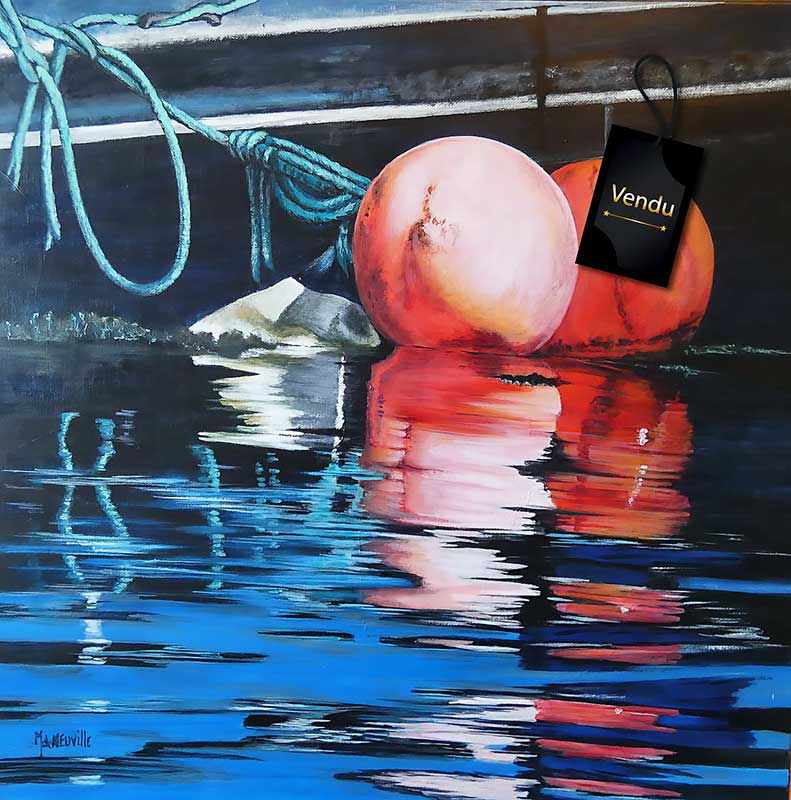 Reflet de bouées roses